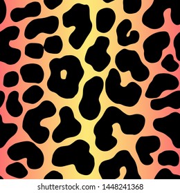 Leopard gradient pastel seamless pattern. Animal Print Yellow and coral color 90's. Vector Cheetah fashion print.