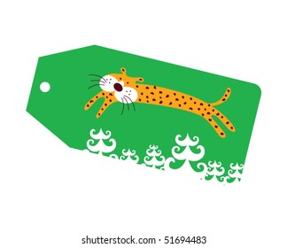 leopard green christmas tag