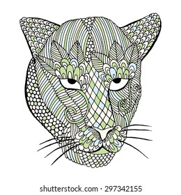 Leopard head with embroidery decoration