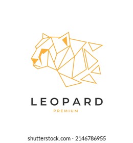 Leopard head geometric line illustration logo