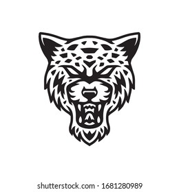 Ilustración de la cabeza del leopardo en blanco negro