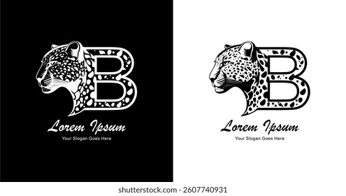 Leopard head logo design combined with the letter B