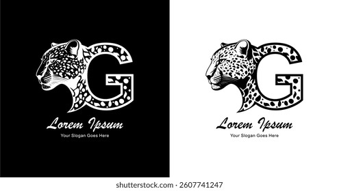 Leopard head logo design combined with the letter G