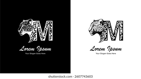Leopard head logo design combined with the letter M