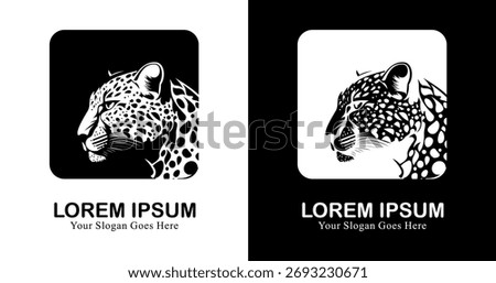 Leopard head logo design combined with square