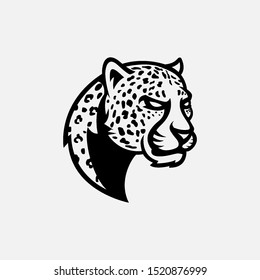 Leopard head logo gaming esport in black and white