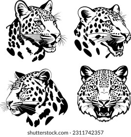 leopard head logo vector stencil set 