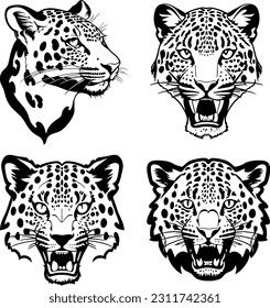 leopard head logo vector stencil set 