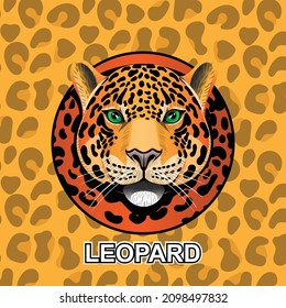 Leopard head on body texture background.