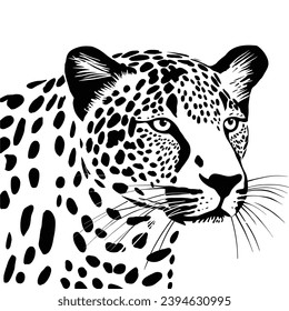 El leopardo domina un fondo blanco. Ilustración vectorial preparada para el corte de vinilo.