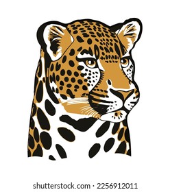 Leopard head profile illustration vector