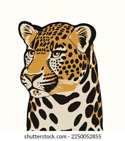 Leopard head profile portrait illustration vector