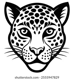 Leopard head silhouette vector element.