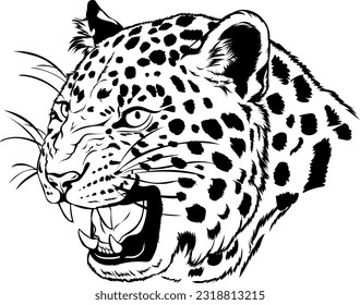 Leopard head tattoo silhouette roar