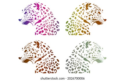 Leopard Head Vector Illustration. Portrait Of A leopard Isolated On A White Background

