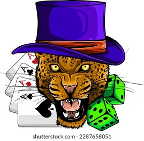 Cabeza leopardo en vector, pardus de Panthera, gato grande, vector animal salvaje