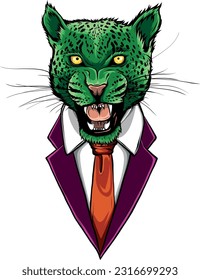 Leopard head in vector, Panthera pardus, big cat, wild animal