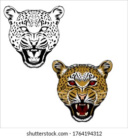 Vector de cabeza leopardo con ojos rojos