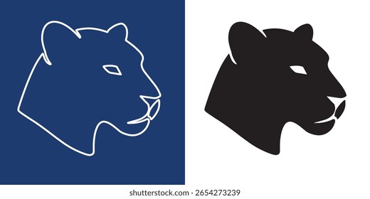 Leopard head vector silhouette Black and white isolated