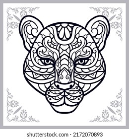 Leopard head zentangle arts, isolated on white background