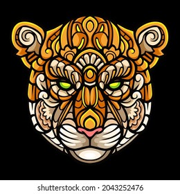 The Leopard head zentangle arts. Vector illustration 