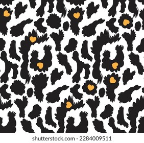 Leopard Heart Abstract Retro Fashion Seamless Vector Pattern Textile Design Minimal Geometric