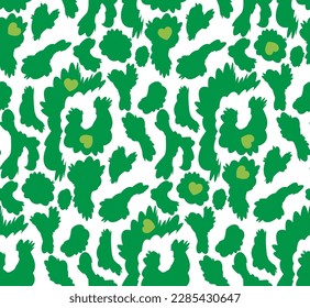 Leopard Heart Abstract Retro Fashion Seamless Vector Pattern Textile Design Minimal Geometric