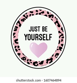 leopard heart black pink text line girl tee illustration art vector