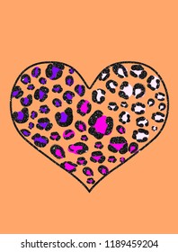 leopard heart colorful