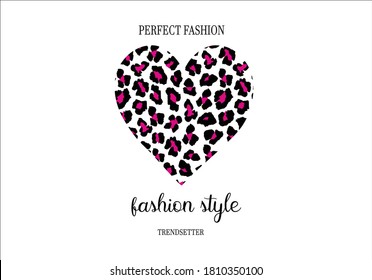 leopard heart fashion blogger hand drawn design girl boss text and heart shape leopard pattern for fashion apperel, t shirt prints