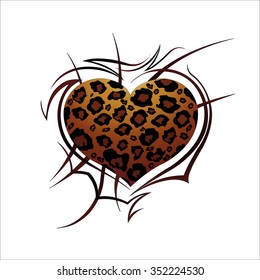 Leopard heart on a white background. Vector illustration.