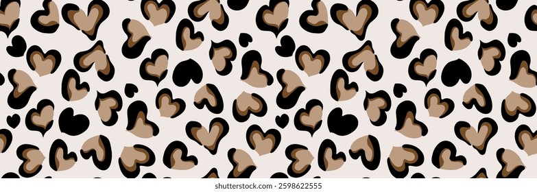 Leopard and heart pattern design. Heart pattern design. Textile print pattern