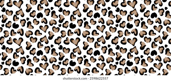 Leopard and heart pattern design. Heart pattern design. Textile print pattern