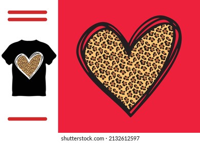 Leopard heart t shirt design