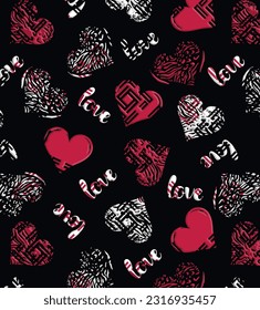 Leopard hearts with love pattern for textile print
