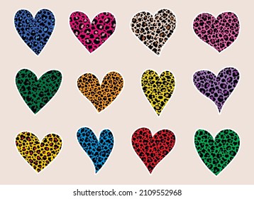 Leopard hearts stickers printable bundle