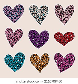 Leopard hearts stickers printable bundle