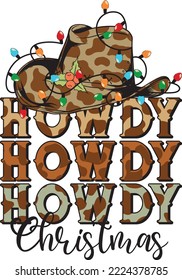 Leopard Howdy Christmas For T-shirt, Howdy Santa Claus Print Template