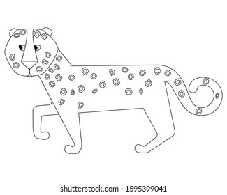 Leopard Cute Cartoon Outline Drawing Stock Vector (Royalty Free ...