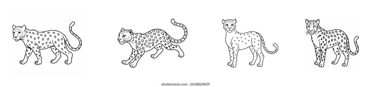Leopard icon set illustration. vector