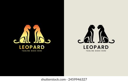 Leopard icon symbol cougar, jaguar head, cat tiger animal logo template image illustration