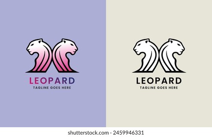 Leopard icon symbol cougar, jaguar head, cat tiger animal logo template image illustration