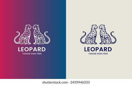 Leopard icon symbol cougar, jaguar head, cat tiger animal logo template image illustration