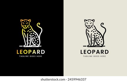 Leopard icon symbol cougar, jaguar head, cat tiger animal logo template image illustration