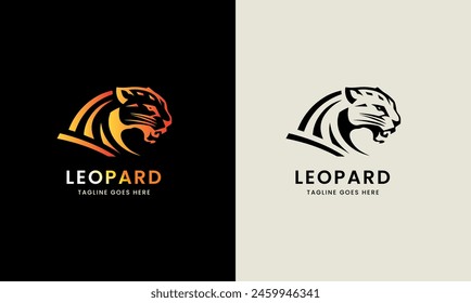 Leopard icon symbol cougar, jaguar head, cat tiger animal logo template image illustration