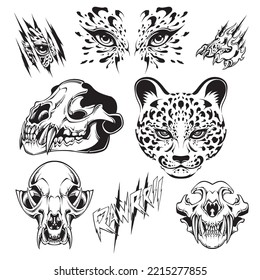 leopard illustration body vector set 