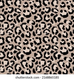Leopard imitation brown seamless pattern. Vector illustration