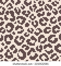 Leopard Jacquard strickte nahtloses Muster. Tierflecken auf der Haut. Texturierter Hintergrund für Strickdesign oder -druck. Vektorgrafik.