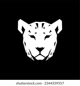 leopard jaguar head ilustration geometric style in black background