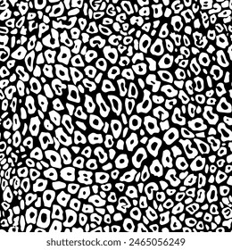 leopard, Jaguar pattern texture repeating seamless monochrome black white.  Skin Seamless Pattern. Animal Print for Textile Design, Vector Illustration